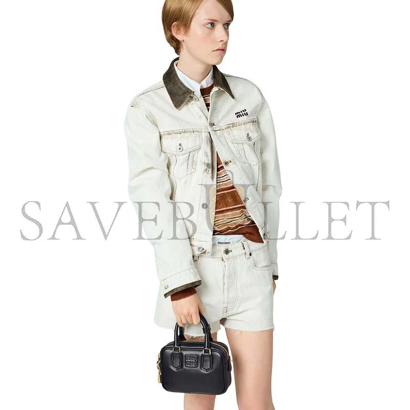 MIU MIU ARCADIE LEATHER HANDBAG 5BB123 (19*13*6cm)